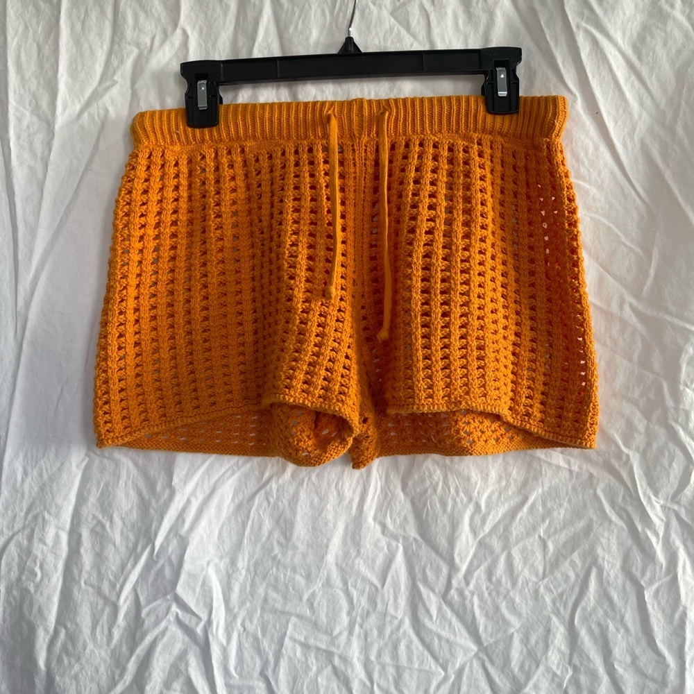 Wild Fable Orange Crochet Knit Set Top & Shorts Boho Beach Resort Size XS/S - Picture 5 of 11